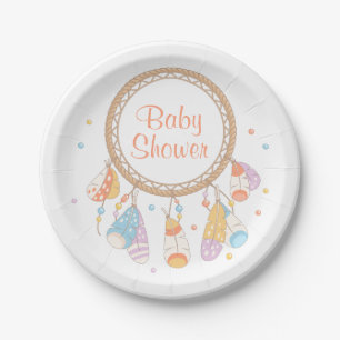 Assiettes En Carton Baby shower tribal de Dreamcatcher Boho