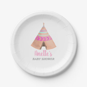 Assiettes En Carton Baby shower tribal de rose de Teepee