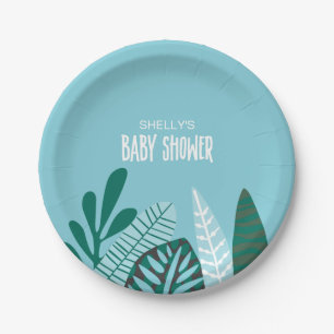 Assiettes En Carton Baby shower tropical Aqua