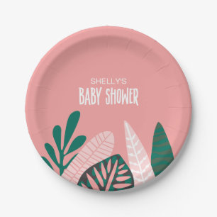 Assiettes En Carton Baby shower tropical rose