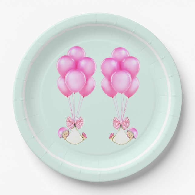 Assiettes En Carton Baby shower Twin Girls (Devant)