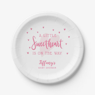 Assiettes En Carton Baby shower Valentine   Little Sweetheart