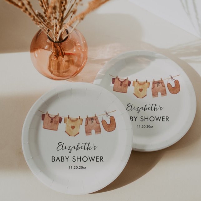 Assiettes En Carton Baby shower Vêtements pour bébés (Créateur téléchargé)