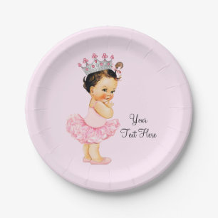 Assiettes En Carton Baby shower vintage de princesse Ballerina Tutu