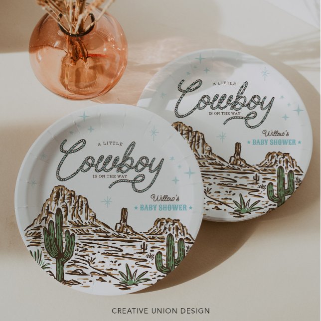 Assiettes En Carton Baby shower Western Cowboy Boy (Créateur téléchargé)
