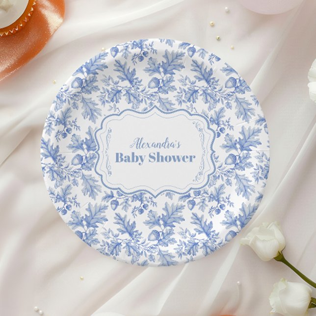 Assiettes En Carton Baby shower Woodland Toile De Jouy (Créateur téléchargé)