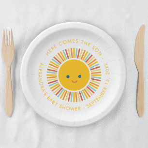 Assiettes En Carton Baby-Showers Fille ou Garçon Voici le Fils 