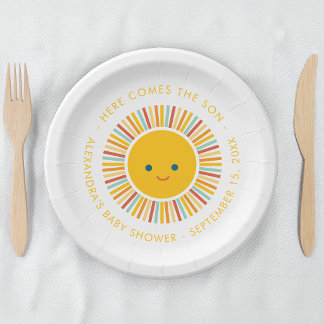 Assiettes En Carton Baby-Showers Fille ou Garçon Voici le Fils
