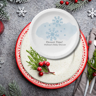 Assiettes En Carton Baby son froid en dehors du dessert de flocon d'hi