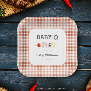 Assiettes En Carton BabyQ BBQ Fête Prénatale pour Bébé sans Genre