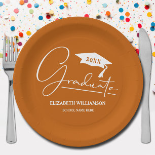 Assiettes En Carton Bac blanc de graduation Burnt Orange