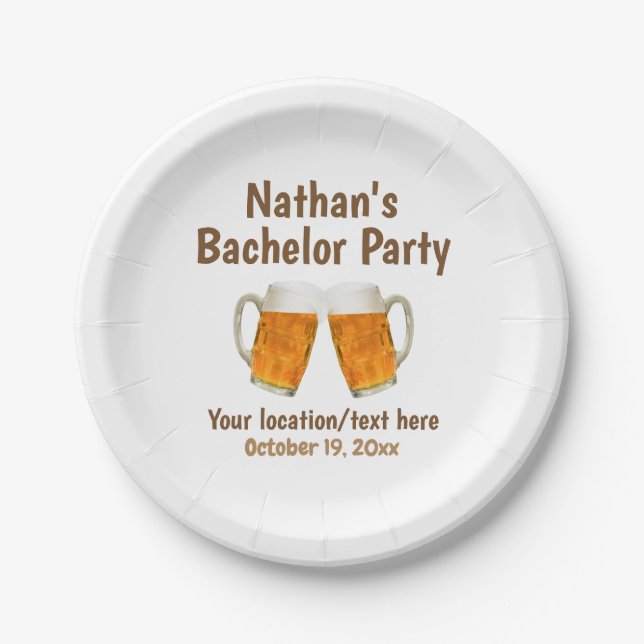 Assiettes En Carton Bachelor Party Bière Cheer Mariage (Devant)