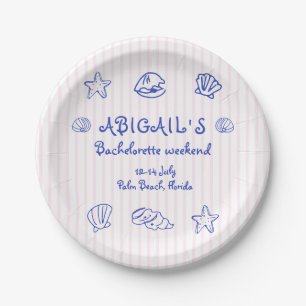 Assiettes En Carton Bachelorette de coquillages de mer dessinés à la m