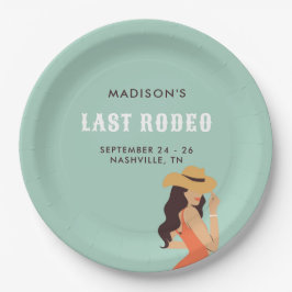 Assiettes En Carton Bachelorette Retro Sassy Dernier Rodeo Rose Vert