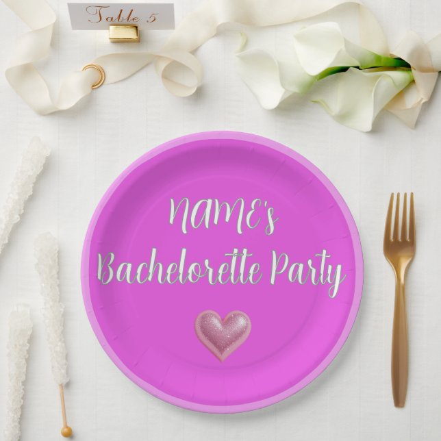 Assiettes En Carton Bachelorette rose (Mariage)
