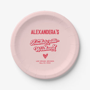 Assiettes En Carton Bachelorte rouge et rose