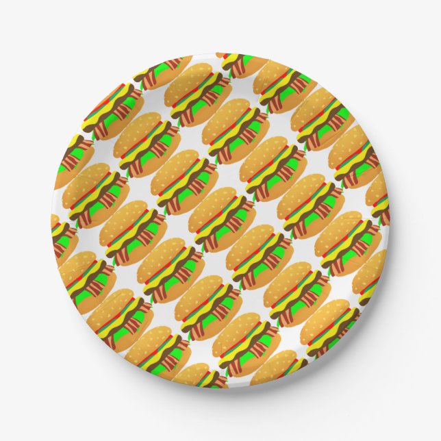 Assiettes En Carton Bacon Cheeseburger (Devant)