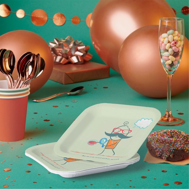 Assiettes En Carton Bactériologiste drôle scientifique avec grande mou (Créateur téléchargé)