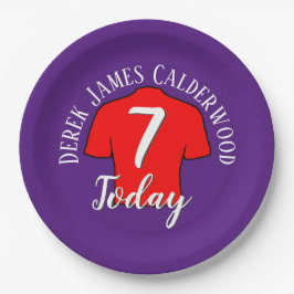 Assiettes En Carton Badge de football 7e anniversaire pour personnalis