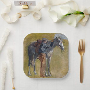 Assiettes En Carton Badlands américains : Vieux West Cowboy avec cheva