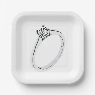 Assiettes En Carton Bague de fiançailles en diamant