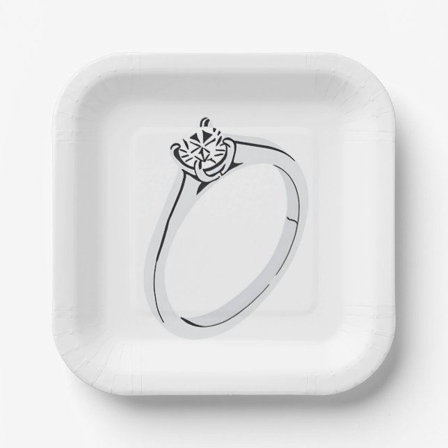 Assiettes En Carton Bague de fiançailles en diamant (Recto)