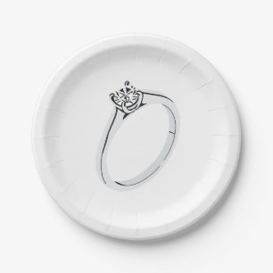 Assiettes En Carton Bague de fiançailles en diamant