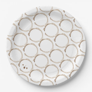 Assiettes En Carton Bagues de CAFÉ Blanc Brown Artiste Amusant