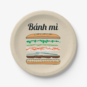 Assiettes En Carton Baguette vietnamienne de pain français de sandwich