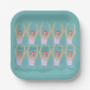 Assiettes En Carton Baigneurs artistiques Illustration de natation a