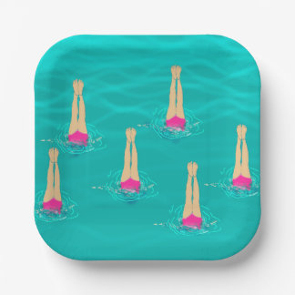 Assiettes En Carton Baigneurs Artistiques Nageant Sous L'Eau
