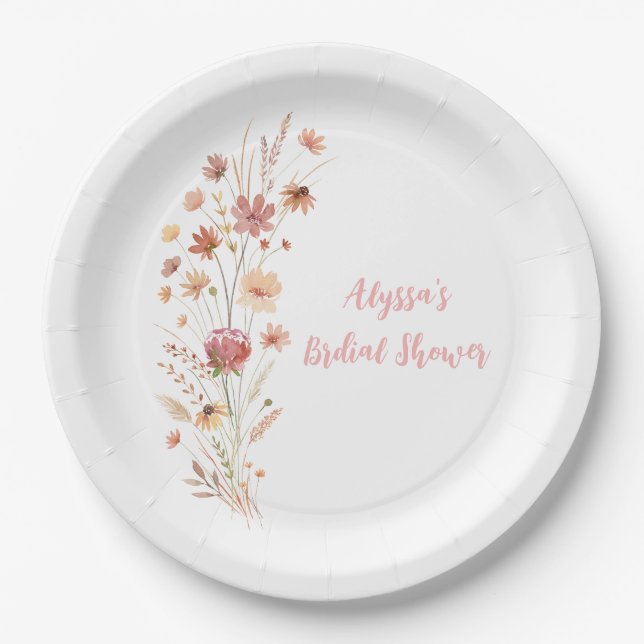 Assiettes En Carton Baigneuse de Fleurs de Terracotta Bohème (Devant)