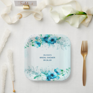 Assiettes En Carton Baigneuse de mariage personnalisée à l'aquarelle f