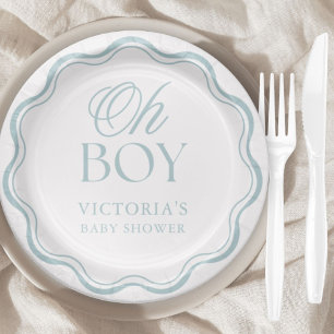 Assiettes En Carton Bain de bébé élégant minimal bleu Oh garçon