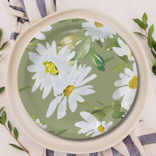 Assiettes En Carton Baise blanche Baby shower Été floraison florale