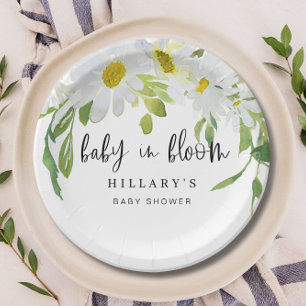Assiettes En Carton Baise blanche Baby shower Floral été