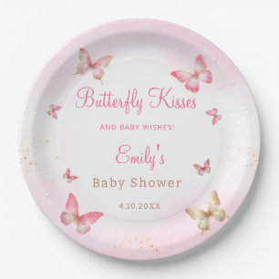 Assiettes En Carton Baisers à papillon et voeux de bébé Baby shower ro