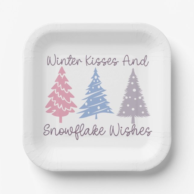 Assiettes En Carton Baisers d'hiver et wis de flocon (Recto)