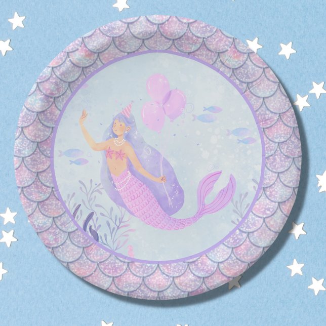 Assiettes En Carton Balances de sirène magique fête d'anniversaire (Créateur téléchargé)