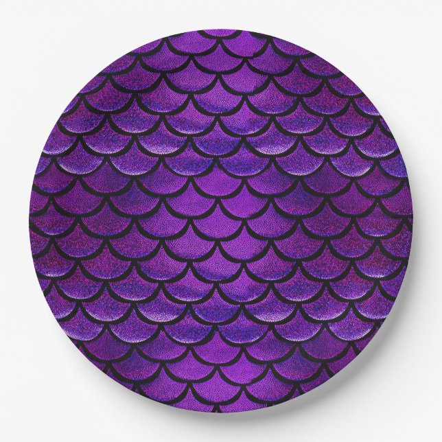 Assiettes En Carton Balances de sirènes bleues et violettes (Devant)