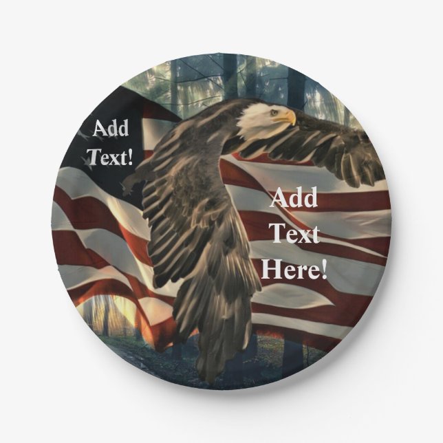 Assiettes En Carton Bald Eagle American Flag Pays Plaques papier (Devant)