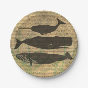 Assiettes En Carton Baleine antique Vie marine