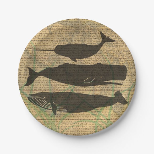 Assiettes En Carton Baleine antique Vie marine (Devant)