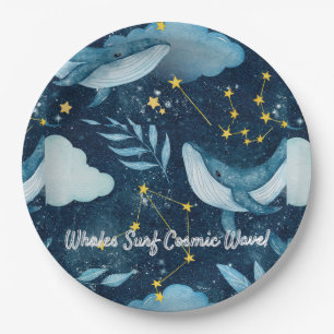 Assiettes En Carton Baleines Surf Vagues cosmiques Design Constellatio