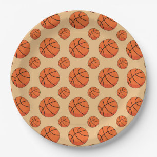Assiettes En Carton Balle de basket-ball en dessin