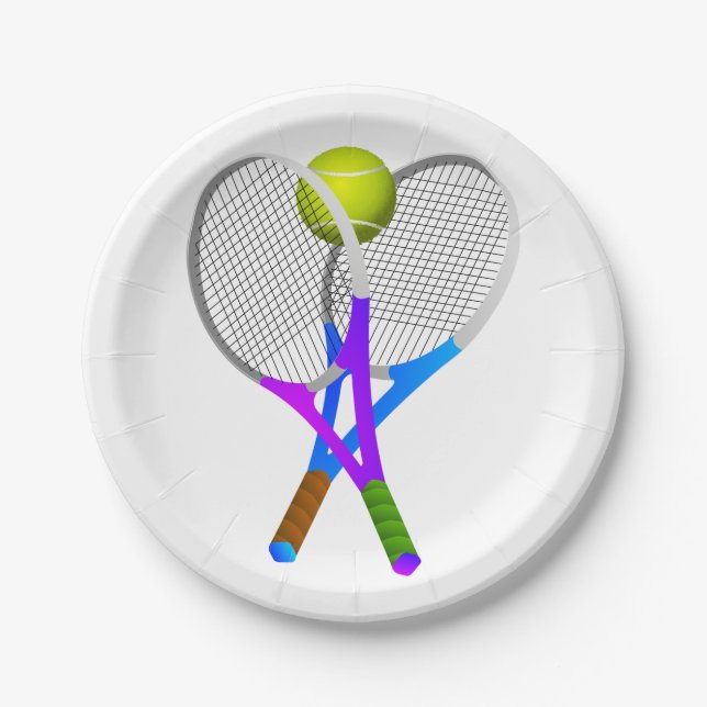 Assiettes En Carton Balle de tennis et raquettes (Devant)