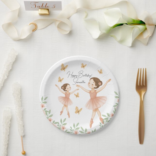 Assiettes En Carton Ballerina Anniversaire Plaque papier de fête - Pin (Mariage)