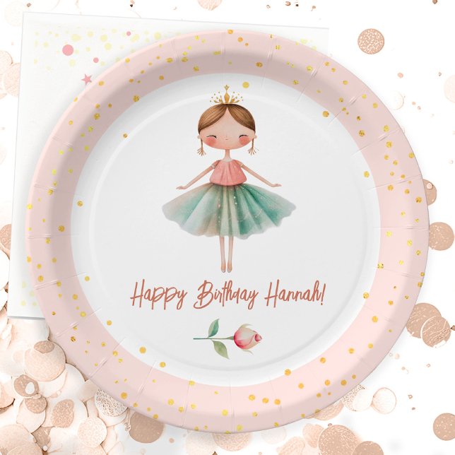 Assiettes En Carton Ballerina Ballet rose Anniversaire (Créateur téléchargé)