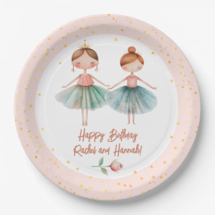Assiettes En Carton Ballerina Ballet rose double anniversaire