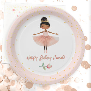 Assiettes En Carton Ballerina Ballet rose fille d'anniversaire